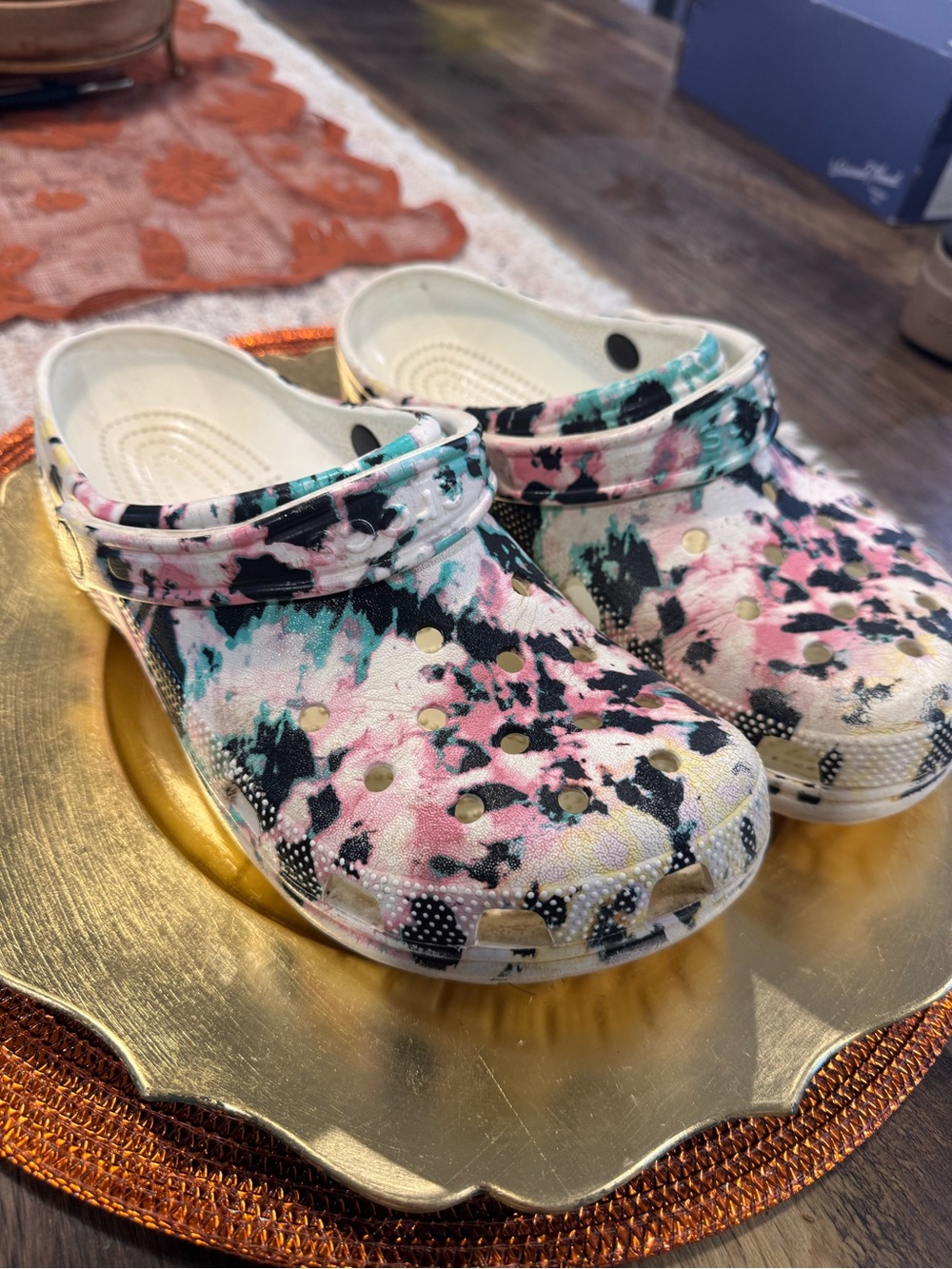 Women’s Tie-Dye Slip-On Clogs - Pink, Teal & Black